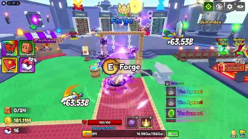 Forge interaction prompt in the Loot To Forge hub